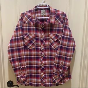Lucky Brand Western long sleeve shirt XL vintage red/blue